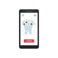 Online shopping on smartphone vector