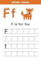 Handwriting practice with alphabet letter. Tracing F. vector