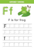 Handwriting practice with alphabet letter. Tracing F. vector