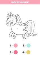 Coloring page with cute cartoon pink unicorn. vector