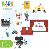 At the cinema crossword puzzle vector