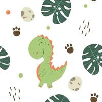 infantil de patrones sin fisuras con dino dibujado a mano en estilo escandinavo. ilustración fresca de t-rex para camiseta de guardería, ropa para niños, cubierta de invitación, diseño de fondo infantil simple. ilustración vectorial. vector