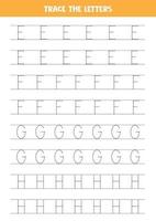 Tracing letters of English alphabet. Writing practice. vector