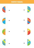 Match parts of colorful toy balls. Logical game for children. vector