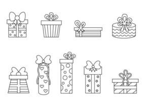 Color black and white presents. Coloring page for kids. vector