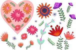 hermoso conjunto de flores vector