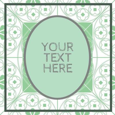 Floral Medieval Pattern Background Template Mint Green Oval