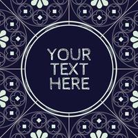 Floral Medieval Pattern Background Template Circle Navy Mint vector