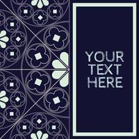 Floral Medieval Pattern Background Template Rectangle Navy Mint vector