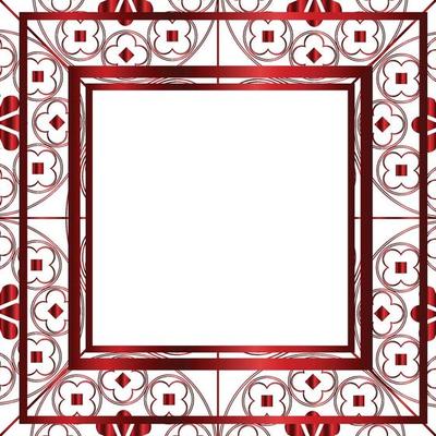 Floral Medieval Pattern Background Template Square  Metallic Red