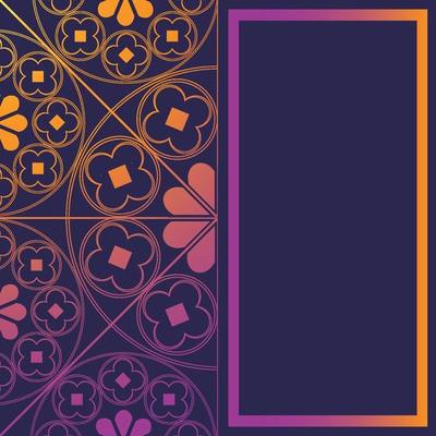 Floral Medieval Pattern Background Template Rectangle Glowing Purple