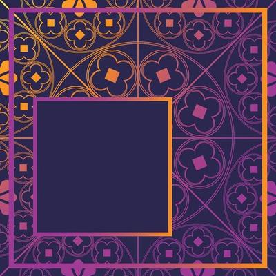 Floral Medieval Pattern Background Template Quarter Glowing Purple