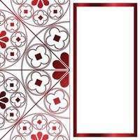 floral medieval patrón fondo plantilla rectángulo metálico rojo vector