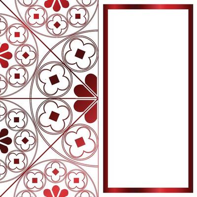 Floral Medieval Pattern Background Template Rectangle Metallic Red