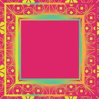 Floral Medieval Pattern Background Template Square Coral Aqua vector