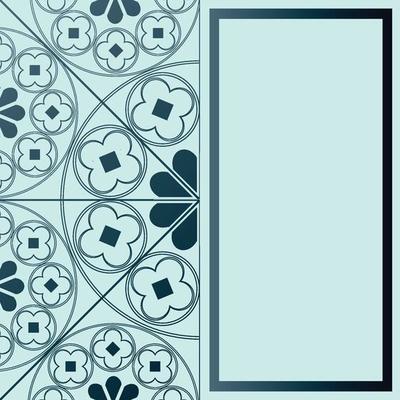 Floral Medieval Pattern Background Template Rectangle Blue Hues