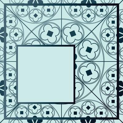 Floral Medieval Pattern Background Template Quarter Blue Hues