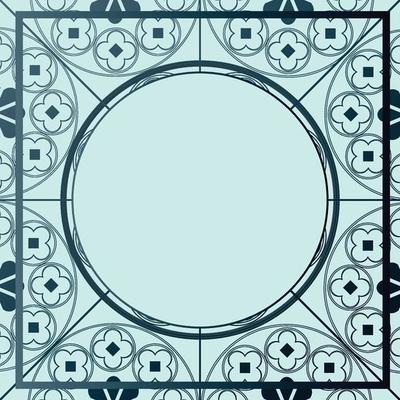 Floral Medieval Pattern Background Template Circle Blue Hues