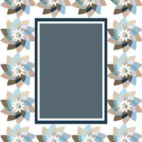 Plantilla rectangular de flor gráfica con espacio de copia azul marino vector