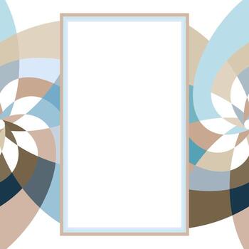 Graphic Flower Rectangle Template with Copy Space Navy Grey vector