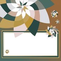 Graphic Flower Rectangular Template with Copy Space Teal Gold vector