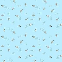 Seamless summer vector pattern with paper planes and flies, bright and simple design