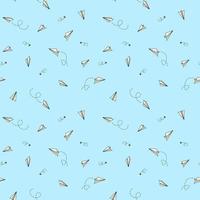 Seamless summer vector pattern with paper planes and flies, bright and simple design