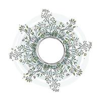 Floral wreath, frame of doodle branches, hand drawn Illustration. Isolated on white background. Flat style. Perfectly for greeting card design, label, background. Vector sticks template