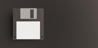 Mockup of black floppy disk with white label photo