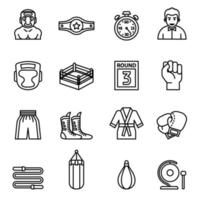 Boxing and fighting icons set vector image.