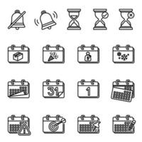 Calendar and date icon set on white background vector image.