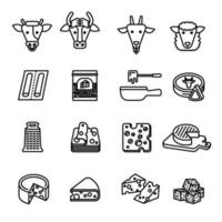 conjunto de iconos de queso conjunto de iconos de imagen vectorial. vector