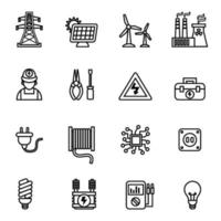 Electricity power and energy icon set vector image.