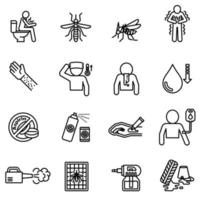 Dengue fever and symptoms with prevention icon set vector image.