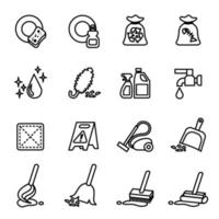 Cleaning icon set with white background vector image.