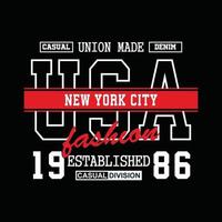 diseño de camiseta de tipografía de mezclilla de la ciudad de nueva york vector