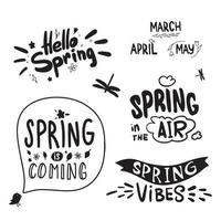 Spring Lettering. Calligraphy hello spring, spring monthes. spring is coming. vector