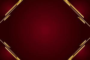 Modern red luxury background with golden line and shiny golden light. vector