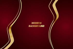 Modern red luxury background with golden line and shiny golden light. vector