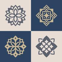 Set of luxury monochrome ornate logos in different colors and varieties. vector