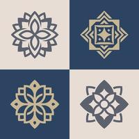 Set of luxury monochrome ornate logos in different colors and varieties. vector