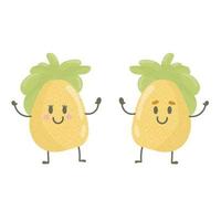 Cute happy smiling pineapple characters vector