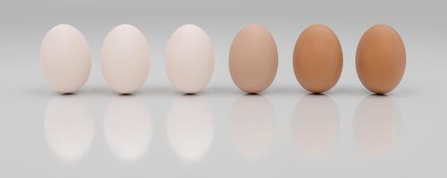 3d fila de una docena de huevos ordenados de claro a oscuro foto