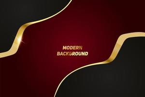 Modern red luxury background with golden line and shiny golden light. vector