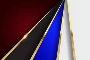 Modern red, black, and blue luxury background with golden line and shiny golden light. vector