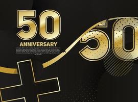 Celebración del aniversario de 50 años. número de oro 50 con confeti brillante vector