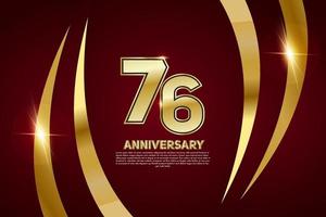 76 year Anniversary celebration. Golden number 76 with sparkling confetti vector