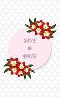 Save the date greeting card with flower elements isolated and editable. vector