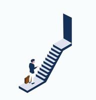 Businessman climbing the stairs concept vector