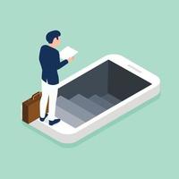 Mobile Phone with businessman Isometric vector